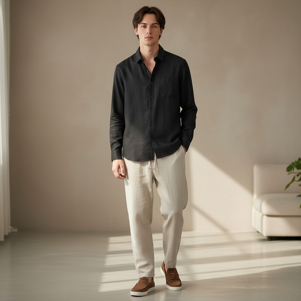 Vecchio Summer Linen Pants | Loose Fit Men's Casual Linen Trousers  E-TFA  SLU