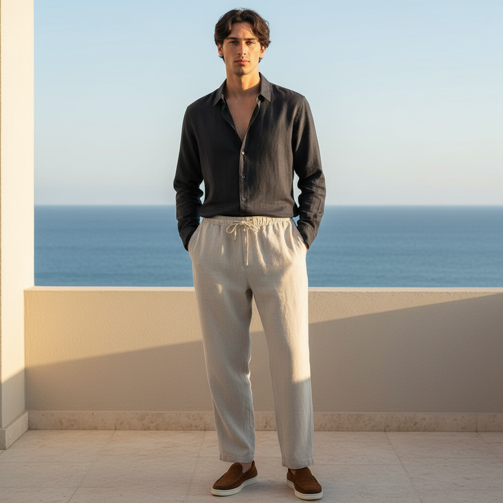 Vecchio Long-Sleeve Linen Shirt