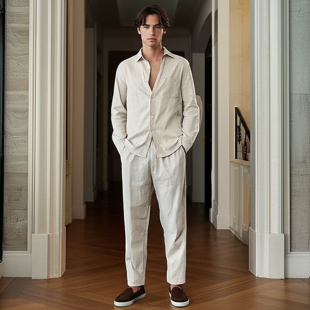 Vecchio Long-Sleeve Linen Shirt